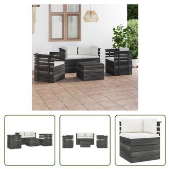 vidaXL Pallet Lounge Set - Grenenhout - 4-zits - Crèmewit