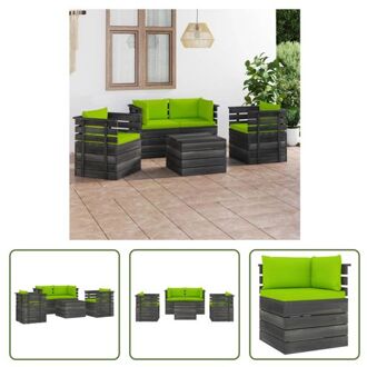 vidaXL Pallet Lounge set - Hout - incl - kussens - Groen - Afm - 70x65x71.5cm - Montage vereist