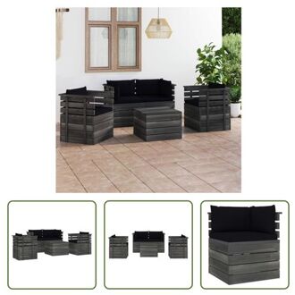 vidaXL Pallet Lounge - Tuinmeubelset - Grenenhout - 70x65x71.5cm - Zwart