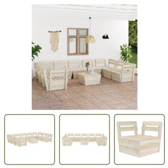 vidaXL Pallet loungeset - 10-delig - hout - geïmpregneerd vurenhout - 60x60x65cm - rustieke charme Beige