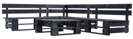 vidaXL Pallet loungeset - 220 x 176 x 55 cm - zwart grenenhout