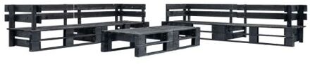vidaXL Pallet loungeset - 220 x 66 x 55 cm - zwart geïmpregneerd grenenhout - geschikt voor binnen- en