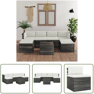 vidaXL Pallet Loungeset - Grenenhout - 60x65x71.5 cm - Crèmewit