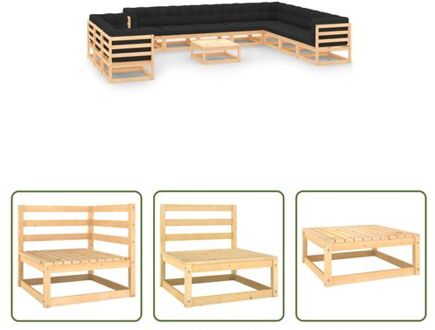 vidaXL Pallet Loungeset - Grenenhout - Antraciet - 70 x 70 x 67 cm - Modulair design Grijs