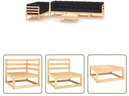 vidaXL Pallet Loungeset - Grenenhout - Antraciet - 70x70x67 cm - Modulair Grijs