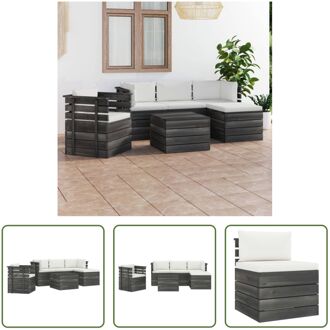 vidaXL Pallet Loungeset - Grenenhout - Crèmewit - Verschillende Maten