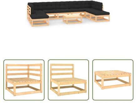 vidaXL Pallet loungeset - Grenenhout - Modulair - 70x70x67 cm - Antraciet Grijs