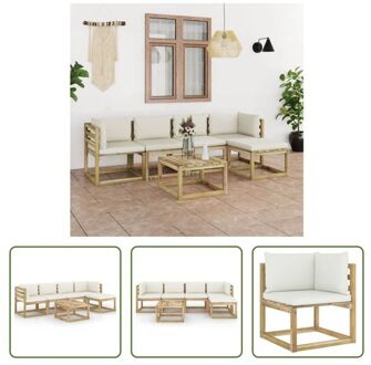 vidaXL Pallet Loungeset - Hoekbank - Grenenhout - 64 x 64 x 70 cm - Crèmewit