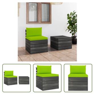 vidaXL Pallet Loungeset - Massief Grenenhout - Helder groen - 60x65x71.5 cm - 60x60x41.5 cm - 60x60x6 cm