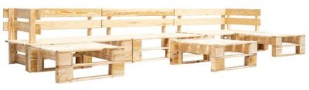 vidaXL Pallet Loungeset - Palletmeubelset 330x126x55cm - Grenenhout - Natuurlijke houtkleur Bruin