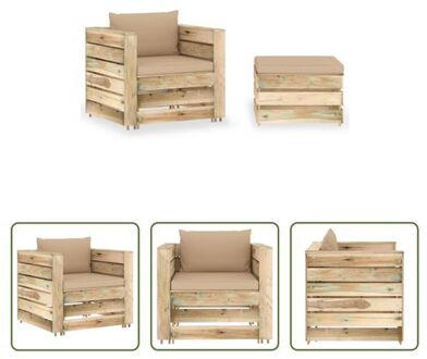 vidaXL Pallet Loungeset - Tuinmeubelen - 77x70x66 cm - Grenenhout Bruin