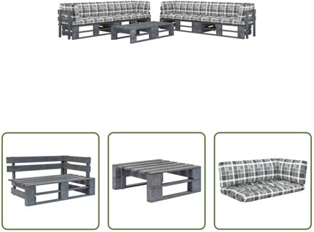 vidaXL Pallet Loungeset - Tuinmeubelset - 110x65x55 cm - Grijs