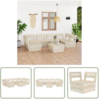 vidaXL Pallet Loungeset - Tuinmeubelset 7-delig - 60x60x65 cm - Geïmpregneerd vurenhout Beige