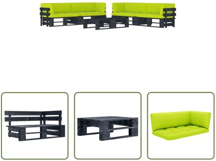 vidaXL Pallet Loungeset - Tuinmeubelset - Grenenhout - Geïmpregneerd - 110x65x55 cm Zwart