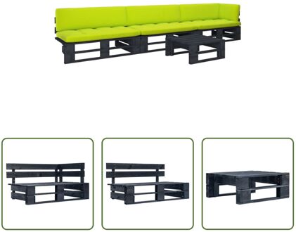 vidaXL Pallet loungeset - Tuinmeubelset - Hout - 110x65x55 cm - Grenenhout Zwart