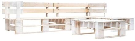 vidaXL Pallet Loungeset - Wit - 220 x 155 x 55 cm - Geïmpregneerd grenenhout