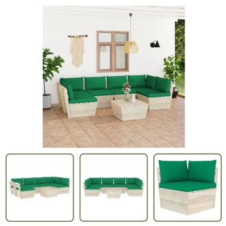 vidaXL Pallet Tuinset - 7-delig - Groen - 60x60x65 cm - Geïmpregneerd Vurenhout