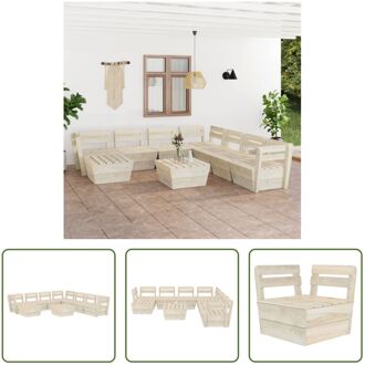 vidaXL Pallet Tuinset - 9-delig - Geïmpregneerd vurenhout - 60 x 60 x 65 cm - Rustieke charme Beige