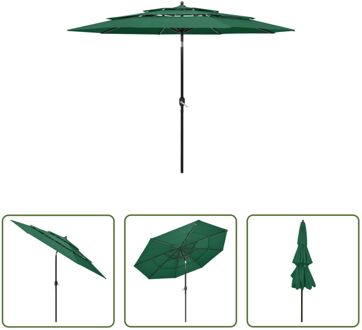 vidaXL Parasol 3-laags - 300 x 243 cm - Groen - Polyester