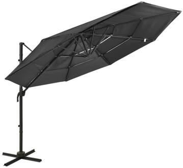 vidaXL Parasol 4-laags met aluminium paal 3x3 m antracietkleurig