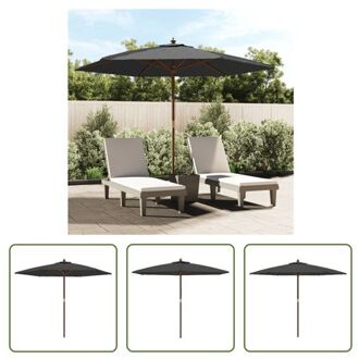 vidaXL Parasol Antraciet - 299 x 240 cm - Duurzaam polyester - Stabiel hardhouten frame - Ventilatierooster - Grijs