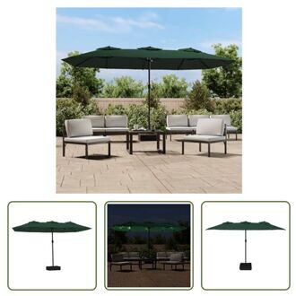 vidaXL Parasol Dubbel Groen/Donkergrijs - 449x265x245 cm