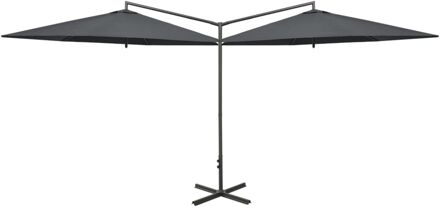 vidaXL Parasol dubbel met stalen paal 600 cm antracietkleurig