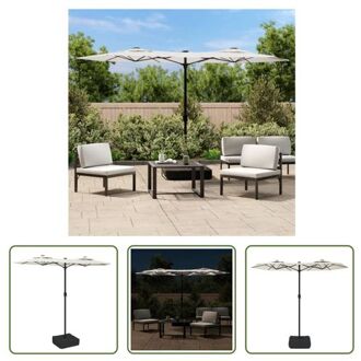 vidaXL Parasol Dubbel - Zandwit en Donkergrijs - 316x145x240 cm