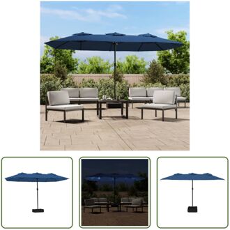 vidaXL Parasol Dubbel Zwevend - Azuurblauw en Donkergrijs - 449 x 265 x 245 cm - UV-Beschermend Polyester