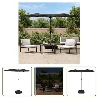 vidaXL Parasol Duet met LED-verlichting - 316 x 145 x 240 cm - Antraciet/donkergrijs