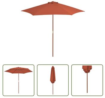 vidaXL Parasol Elegante Houten - Terracotta - 270 x 244 cm Bruin