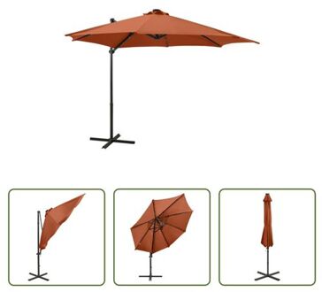 vidaXL Parasol Exclusive 300 x 238 cm - Terracotta - UV-beschermend polyester - 24 LED-lampjes Bruin