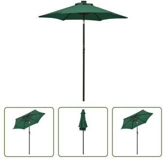 vidaXL Parasol - Groen en Donkergrijs - 200 x 211 cm - UV-beschermend - Inklapbaar - Met LEDs