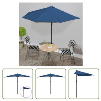 vidaXL Parasol Halfrond - 300 x 155 x 223 cm - Blauw