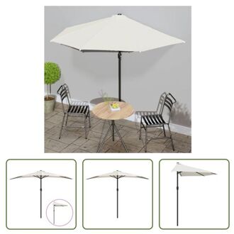 vidaXL Parasol Halfrond - Zandkleurig - 300 x 155 x 223 cm - 38mm paaldiameter - UV-beschermend polyester Beige