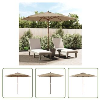 vidaXL Parasol - Hardhout - Polyester - 299 x 240 cm - Taupe