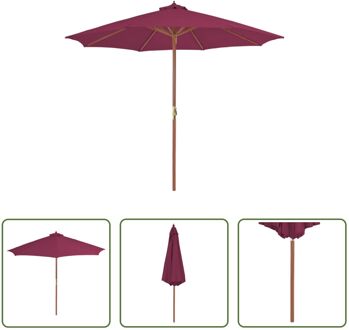 vidaXL Parasol - Houten - 300x250 cm - Bordeauxrood - UV-beschermend