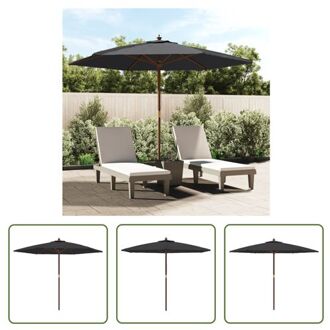 vidaXL Parasol - Houten Frame - Zwart - 299x240 cm - UV-beschermend polyester