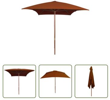 vidaXL Parasol - Houten - Terracotta - 200 x 300 x 250 cm - UV-beschermend Bruin