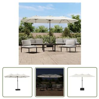 vidaXL Parasol - LED-verlichting - 449x265x245 cm - Zandwit - Donkergrijs