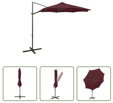 vidaXL Parasol LED-verlichting - Bordeauxrood - 300 x 255 cm - UV-beschermend - Aluminium