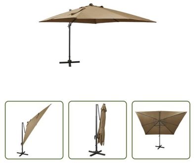 vidaXL Parasol Luxe - 300x300x258 cm - Inclusief LED-verlichting - Taupe