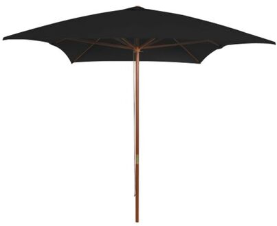 vidaXL Parasol met houten paal 200x300 cm zwart - Parasol