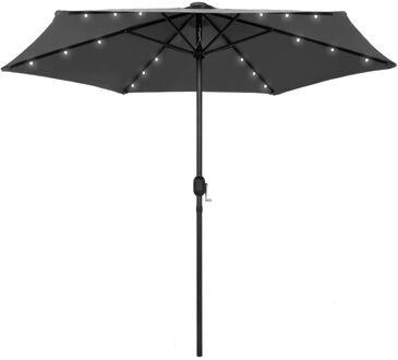 vidaXL Parasol met LED-verlichting en aluminium paal 270 cm antraciet Grijs