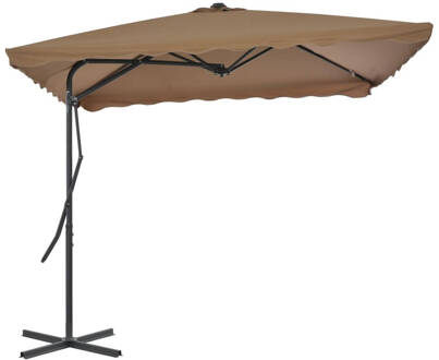 vidaXL Parasol met stalen paal 250x250 cm taupe Bruin