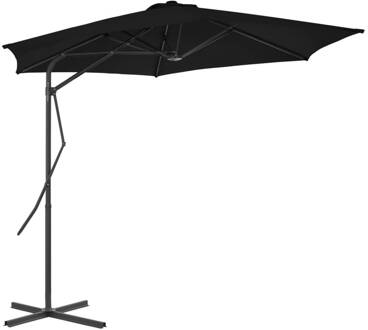 vidaXL Parasol met stalen paal 300x230 cm zwart