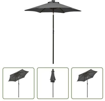 vidaXL Parasol - name - Tuin en Terras - 200 x 211 cm - UV-bescherming - Inklapbaar Grijs