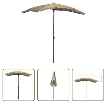 vidaXL Parasol - Opvouwbaar - 200 x 130 x 234 cm - UV-beschermend polyester - Stalen paal - 10 baleinen - Taupe