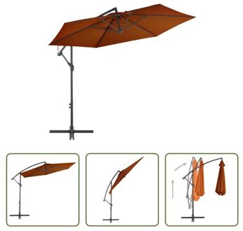 vidaXL Parasol Rechthoek - Terracotta - 300 x 244 cm - UV-beschermend polyester Bruin