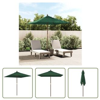 vidaXL Parasol Rondo - 198 x 198 x 231 cm - Groen - Massief hardhouten frame - UV-beschermend polyester